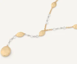 Necklaces-Marco Bicego 18K Yellow Gold Beaded Lariat Necklace with Diamonds Yellowgold