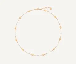 Necklaces-Marco Bicego 18K Yellow Gold Beaded Necklace with Diamonds Yellowgold
