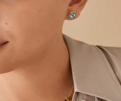 Earrings-Marco Bicego 18K Yellow Gold Blue Topaz Stud Earrings YellowGold