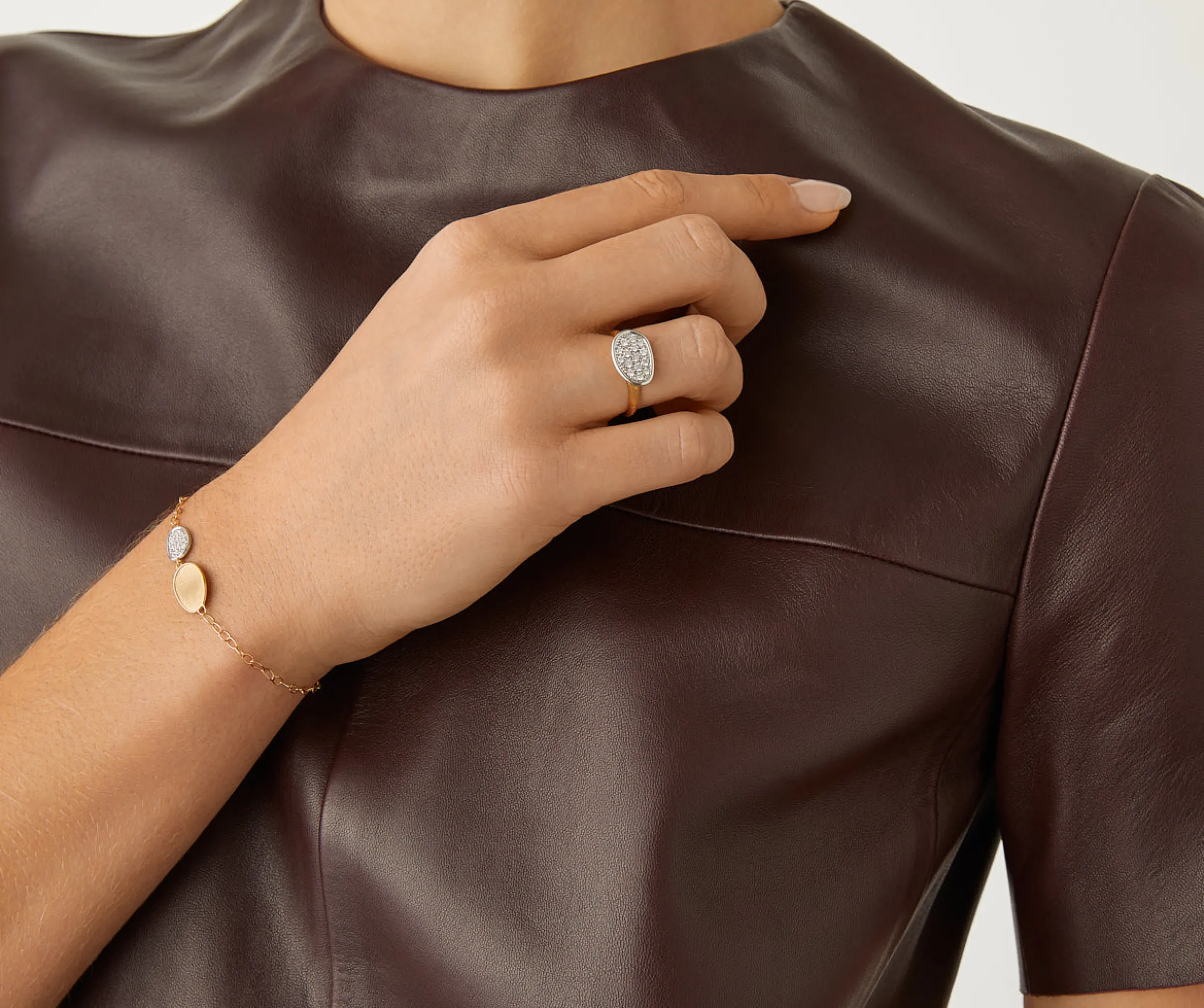 Bracelets-Marco Bicego 18K Yellow Gold Bracelet with Mini-Pavé Station Yellowgold