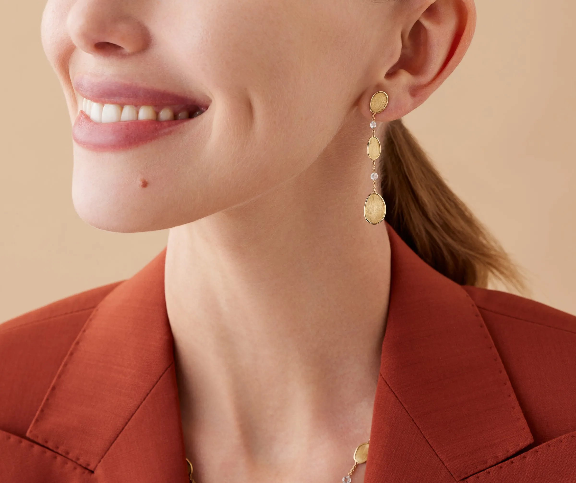 Earrings-Marco Bicego 18K Yellow Gold Chandelier Earrings with Diamonds Yellowgold