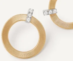 Earrings-Marco Bicego 18K Yellow Gold Circular Earrings With Diamonds Yellowgold