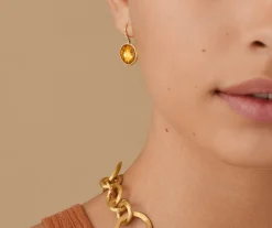 Earrings-Marco Bicego 18K Yellow Gold Citrine Drop Earrings with Diamonds YellowGold