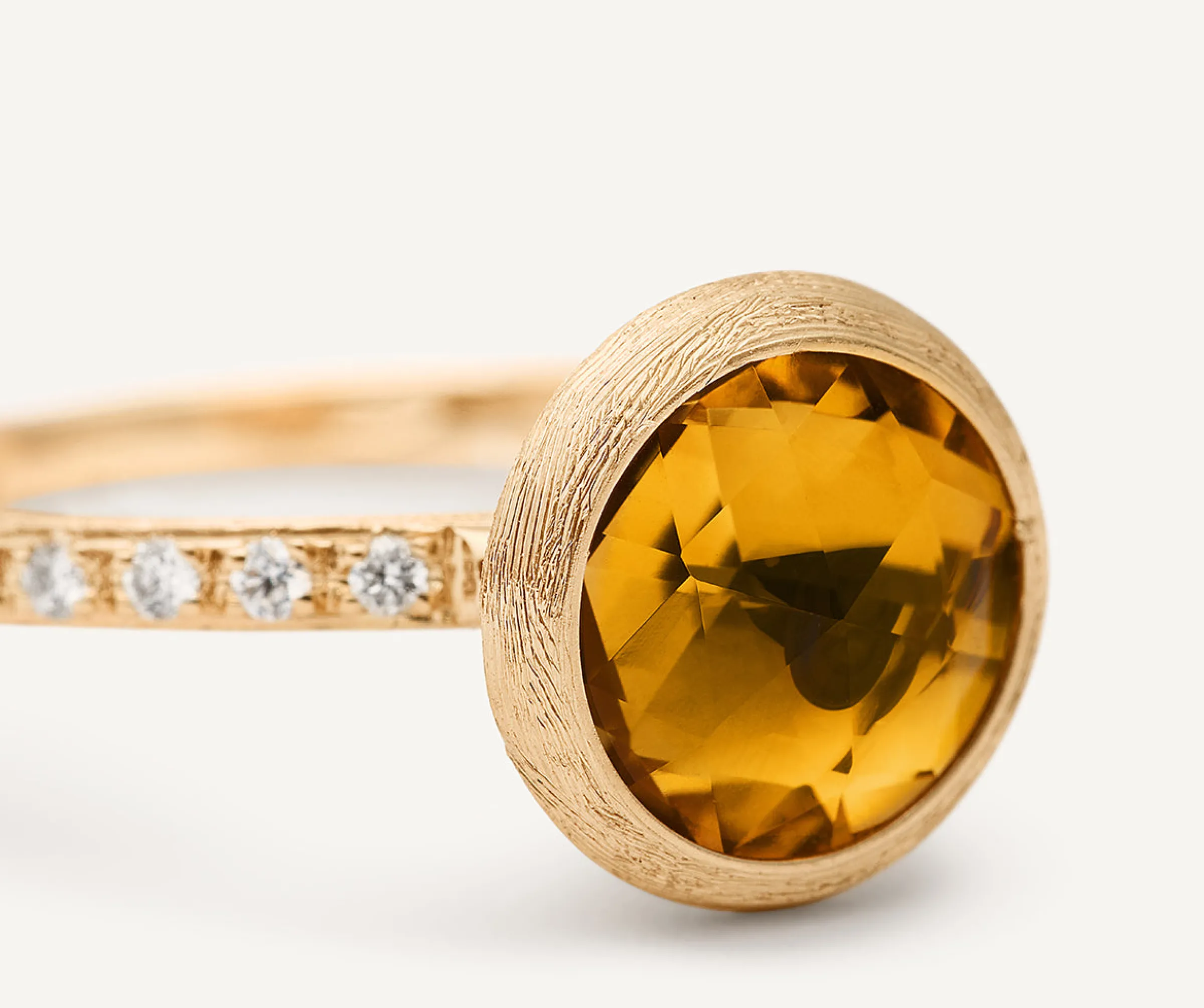 Rings-Marco Bicego 18K Yellow Gold Citrine Ring with Diamond Pavé Shank YellowGold