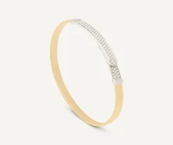 Bracelets-Marco Bicego 18K Yellow Gold Coil and Diamond Pavé Bangle Bracelet, Thin Yellowgold