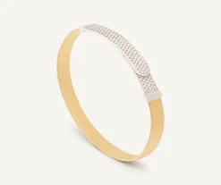 Bracelets-Marco Bicego 18K Yellow Gold Coil and Diamond Pavé Bangle Bracelet, Large Width Yellowgold