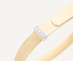 Bracelets-Marco Bicego 18K Yellow Gold Coil Bangle Bracelet With Diamond Pavé, Large Width Yellowgold