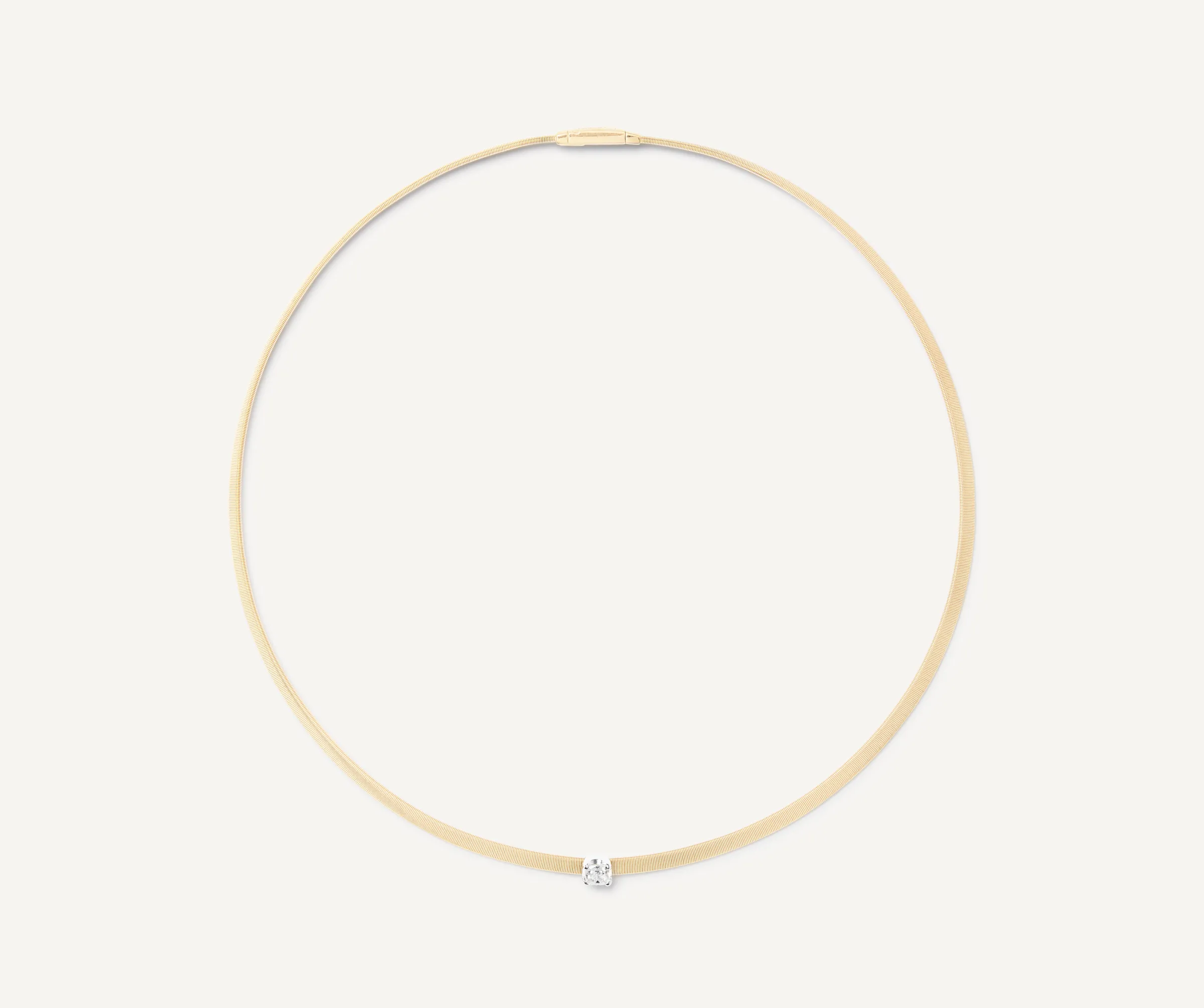 Necklaces-Marco Bicego 18K Yellow Gold Coil Collar With Cushion-Cut Diamond Yellowgold