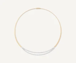 Necklaces-Marco Bicego 18K Yellow Gold Coil Collar With Double Row Diamond Bar Yellowgold