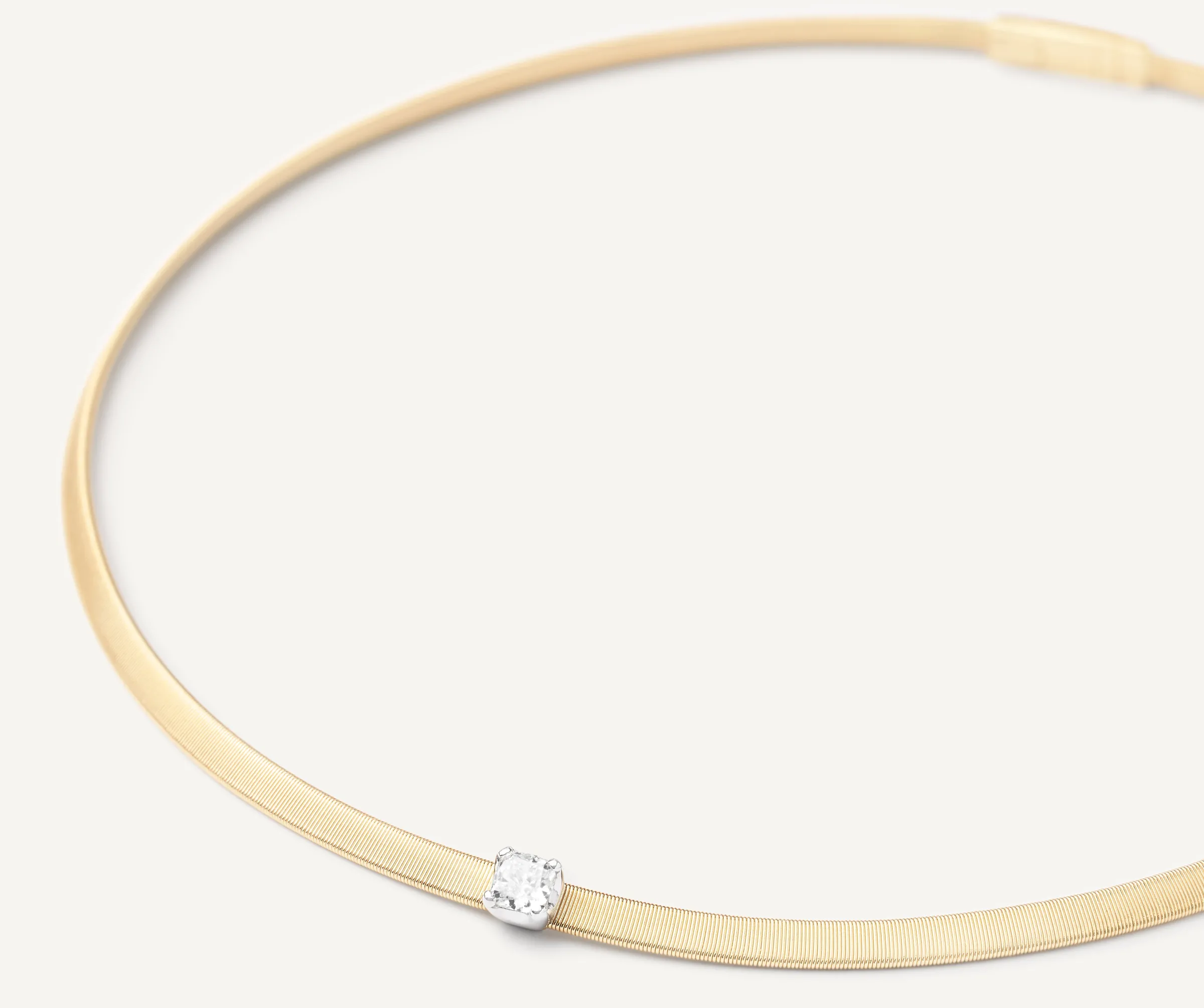Necklaces-Marco Bicego 18K Yellow Gold Coil Collar With Cushion-Cut Diamond Yellowgold