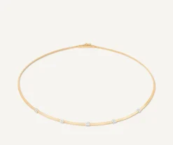 Necklaces-Marco Bicego 18K Yellow Gold Coil Necklace With Diamond Stations Diamonds