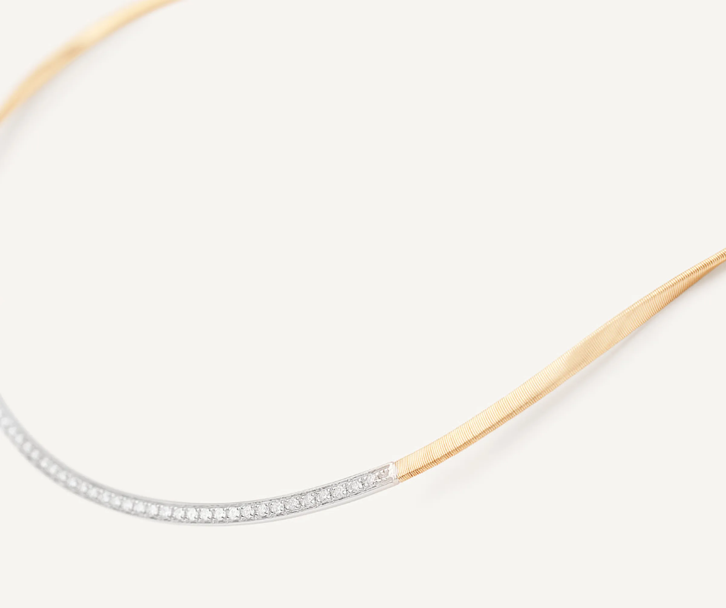 Necklaces-Marco Bicego 18K Yellow Gold Coil Necklace With Diamond Bar Yellowgold