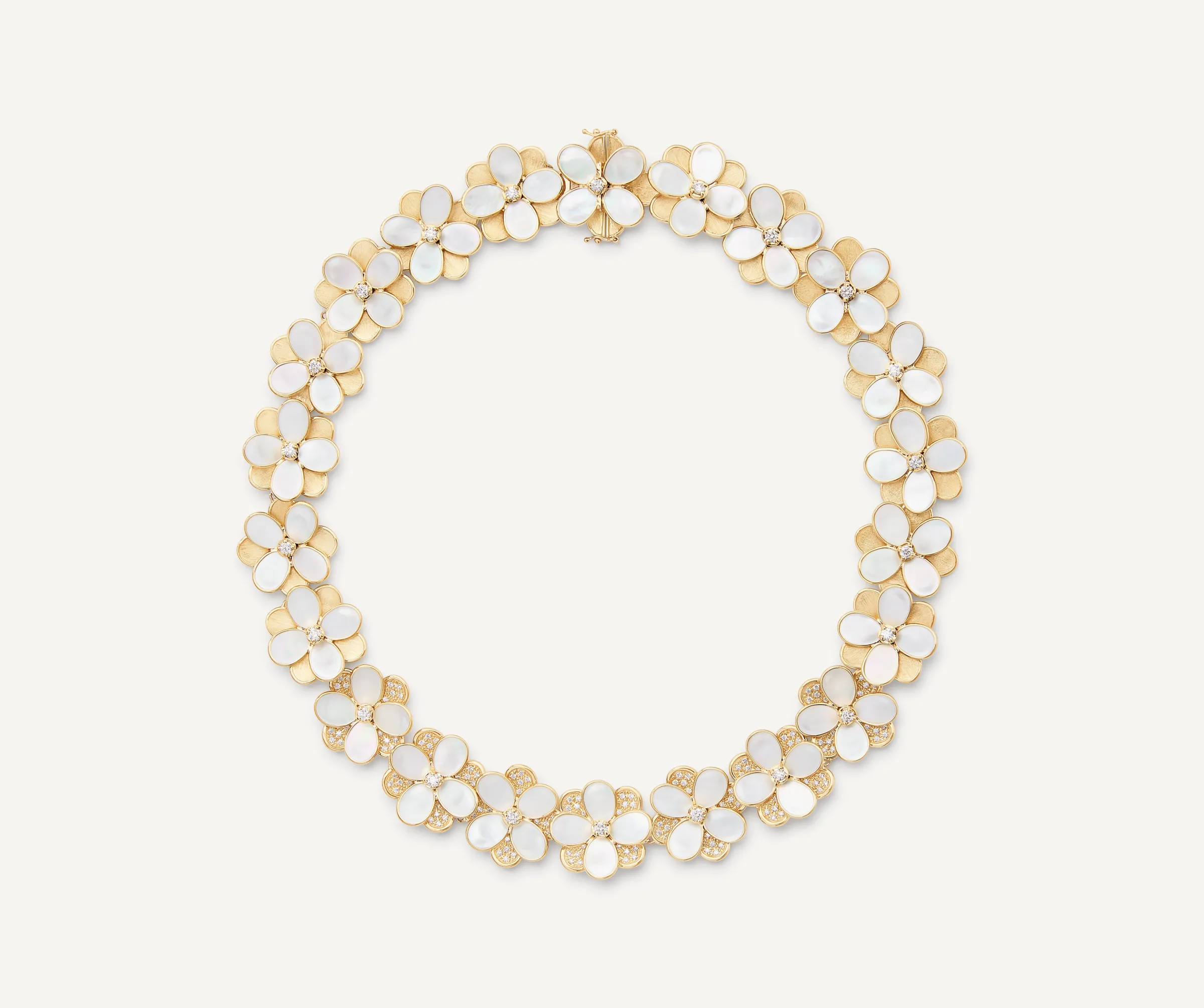 Necklaces-Marco Bicego 18K Yellow Gold Collar Necklace with Mother of Pearl and Diamonds Yellowgold