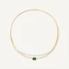 Necklaces-Marco Bicego 18K Yellow Gold Collar Necklace with Green Tourmaline and Diamonds Whitegold