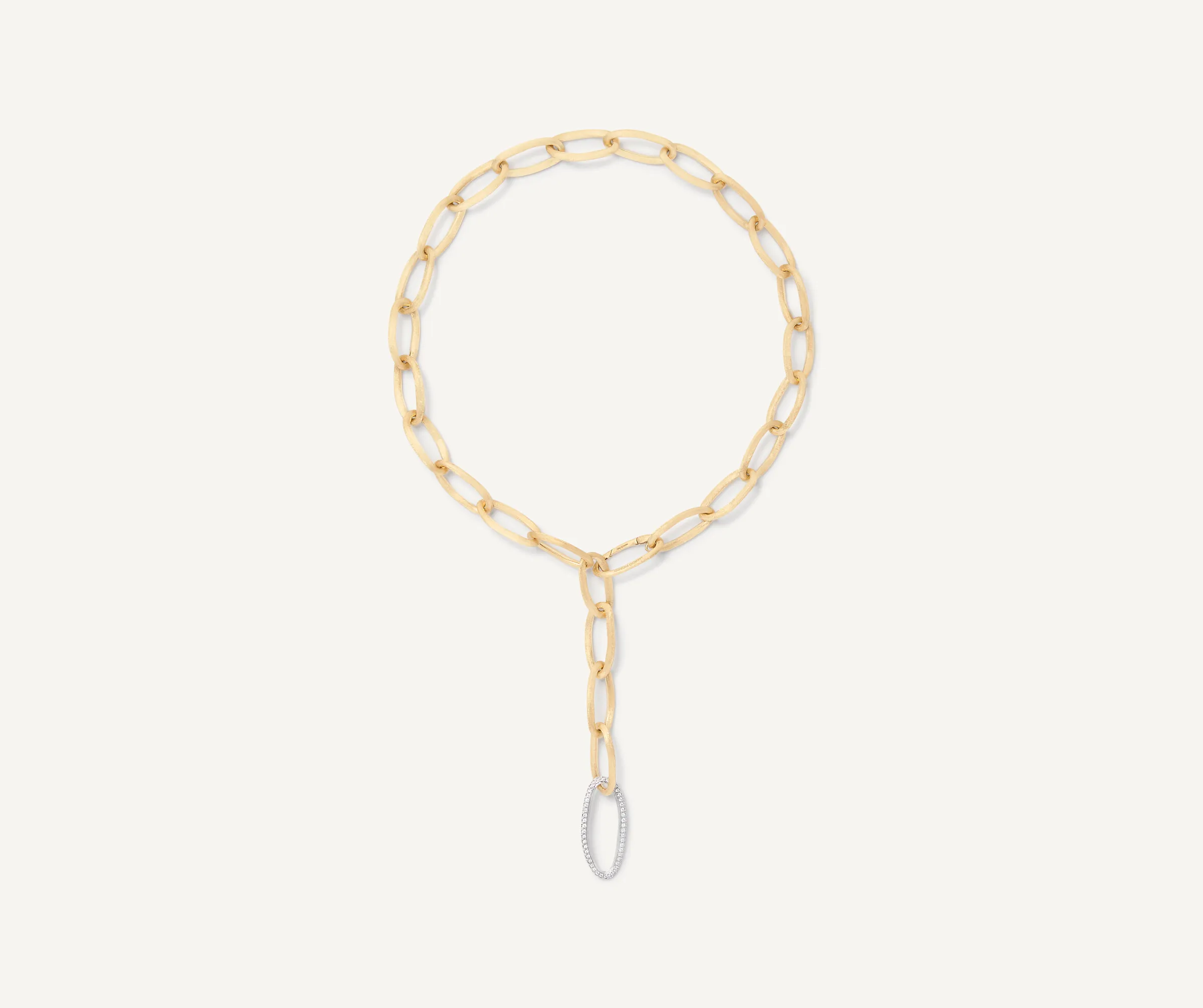 Necklaces-Marco Bicego 18K Yellow Gold Convertible Oval Link Lariat With Pavé Diamonds Yellowgold