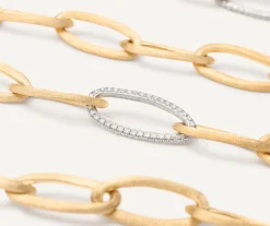 Necklaces-Marco Bicego 18K Yellow Gold Convertible Oval Link Necklace With Pavé Diamonds Links Yellowgold