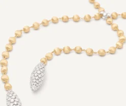 Necklaces-Marco Bicego 18K Yellow Gold Diamond Drop Necklace Yellowgold