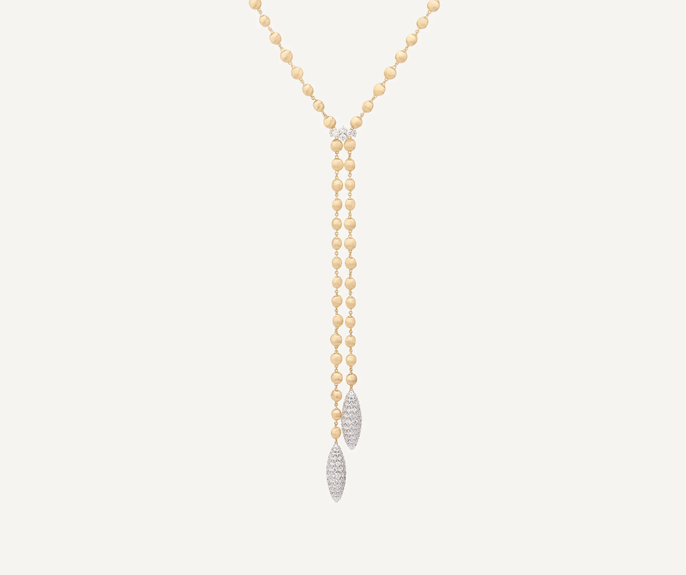 Necklaces-Marco Bicego 18K Yellow Gold Diamond Drop Necklace Yellowgold