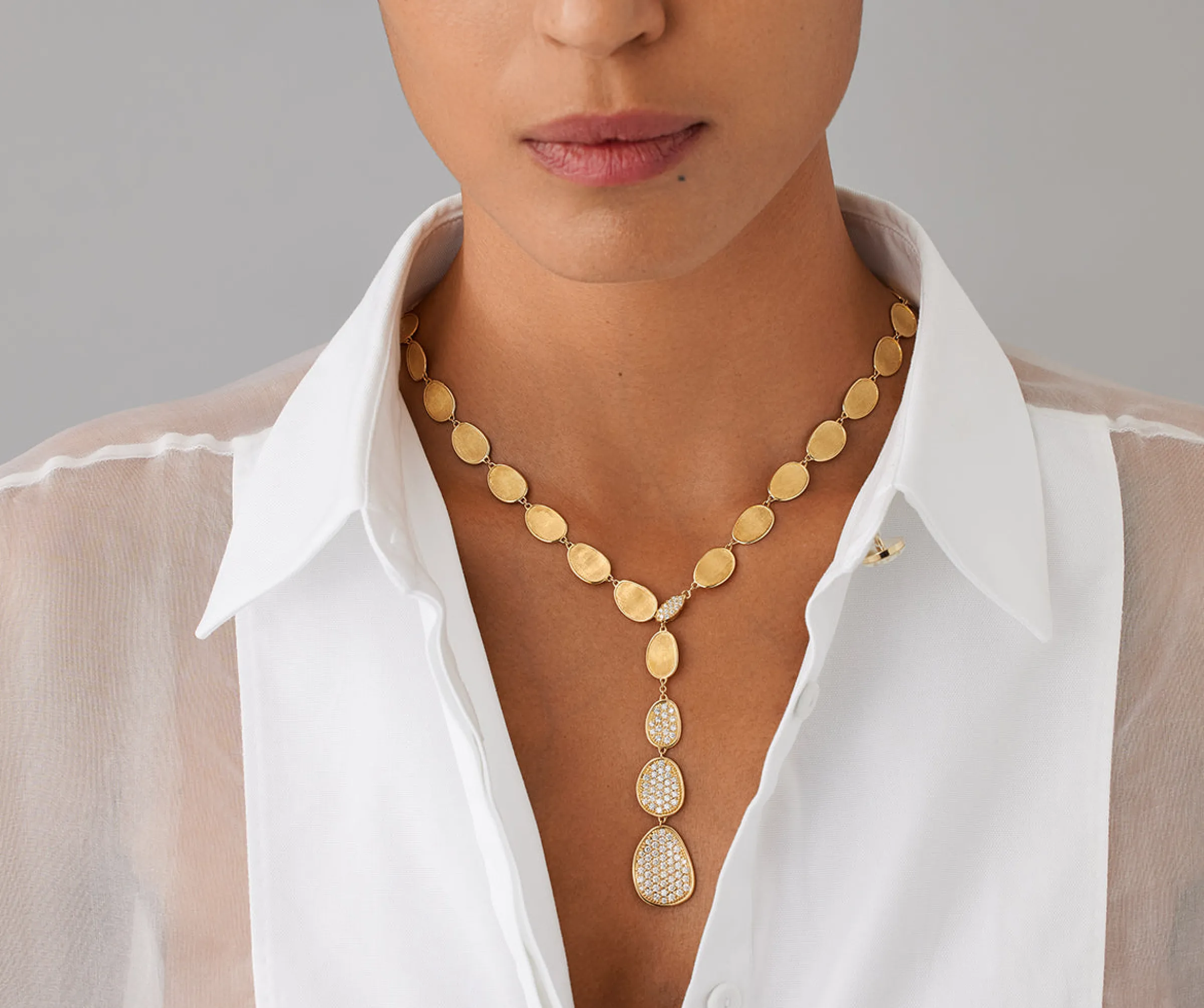 Necklaces-Marco Bicego 18K Yellow Gold Diamond Pavé Lariat Necklace Yellowgold