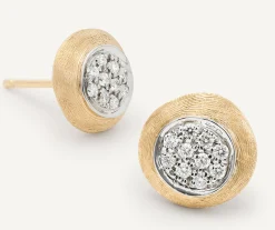 Earrings-Marco Bicego 18K Yellow Gold Diamond Pavé Stud Earrings Yellowgold