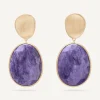Earrings-Marco Bicego 18K Yellow Gold Double Drop Charoite Earrings Yellowgold