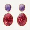 Earrings-Marco Bicego 18K Yellow Gold Double Drop Earrings with Charoite and Thulite Yellowgold