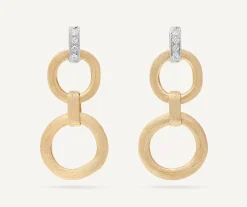 Earrings-Marco Bicego 18K Yellow Gold Double Drop Earrings with Diamonds Yellowgold