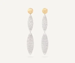 Earrings-Marco Bicego 18K Yellow Gold Double Drop Earrings With Diamonds Yellowgold