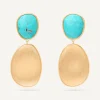 Earrings-Marco Bicego 18K Yellow Gold Double Drop Turquoise Earrings Yellowgold