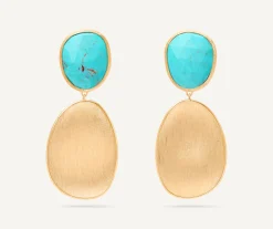 Earrings-Marco Bicego 18K Yellow Gold Double Drop Turquoise Earrings Yellowgold