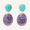 Earrings-Marco Bicego 18K Yellow Gold Double Drop Earrings with Turquoise and Charoite Yellowgold