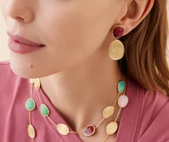 Earrings-Marco Bicego 18K Yellow Gold Double Drop Thulite Earrings Yellowgold