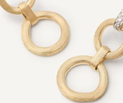 Earrings-Marco Bicego 18K Yellow Gold Double Drop Earrings with Diamonds Yellowgold