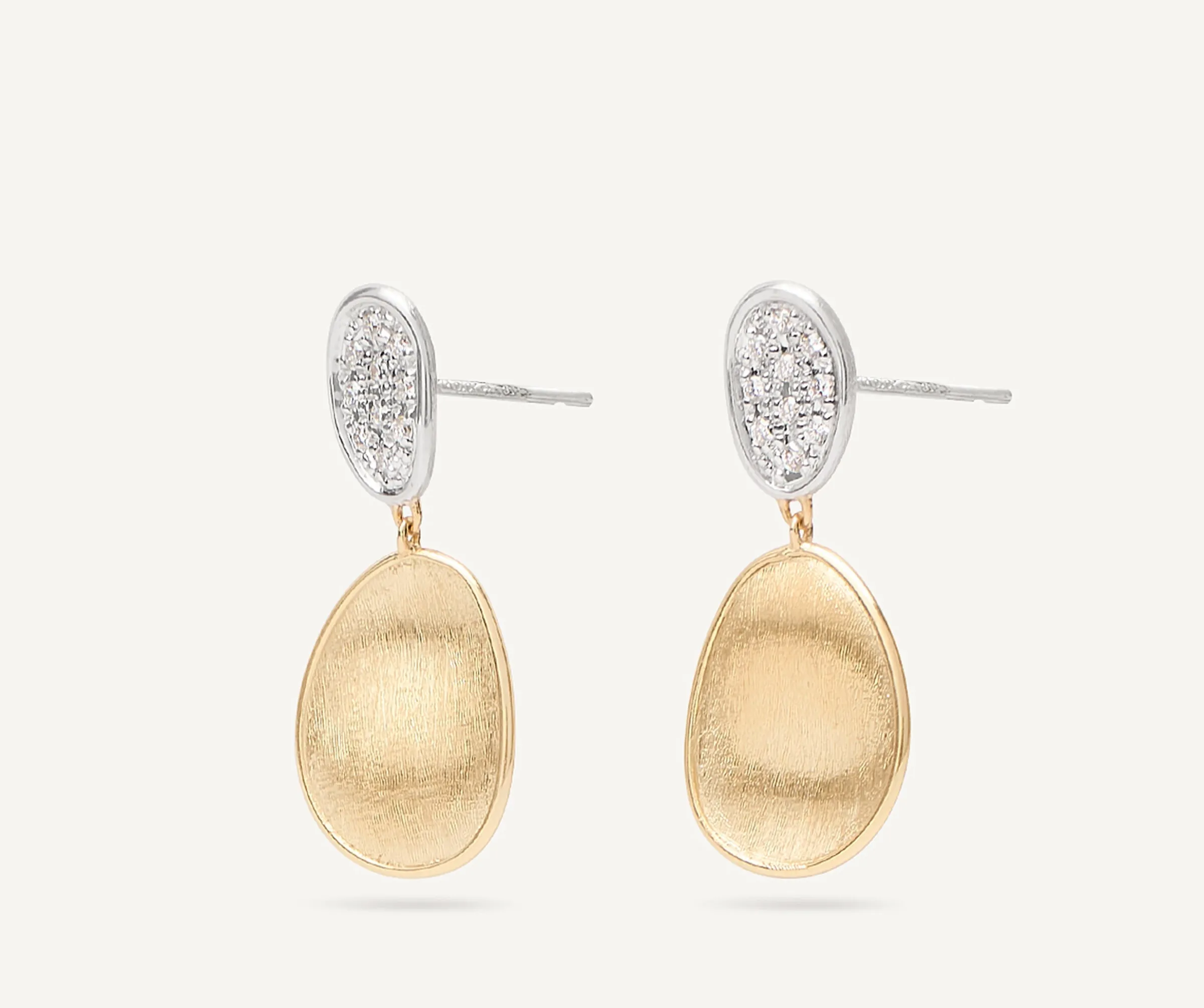 Earrings-Marco Bicego 18K Yellow Gold Double Drop Earrings With Diamonds, Small Yellowgold