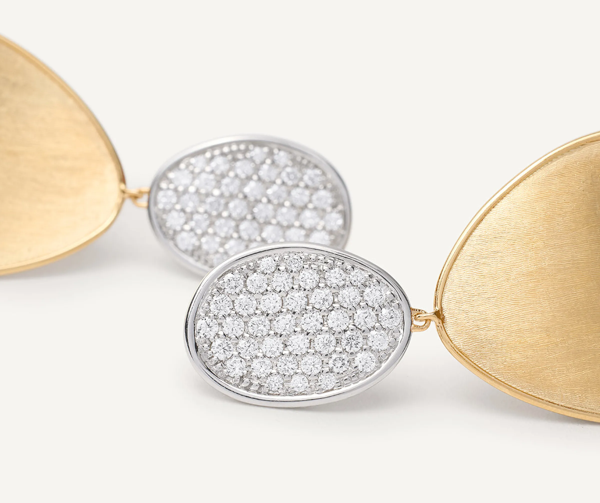 Earrings-Marco Bicego 18K Yellow Gold Double Drop Earrings With Diamonds, Large Yellowgold