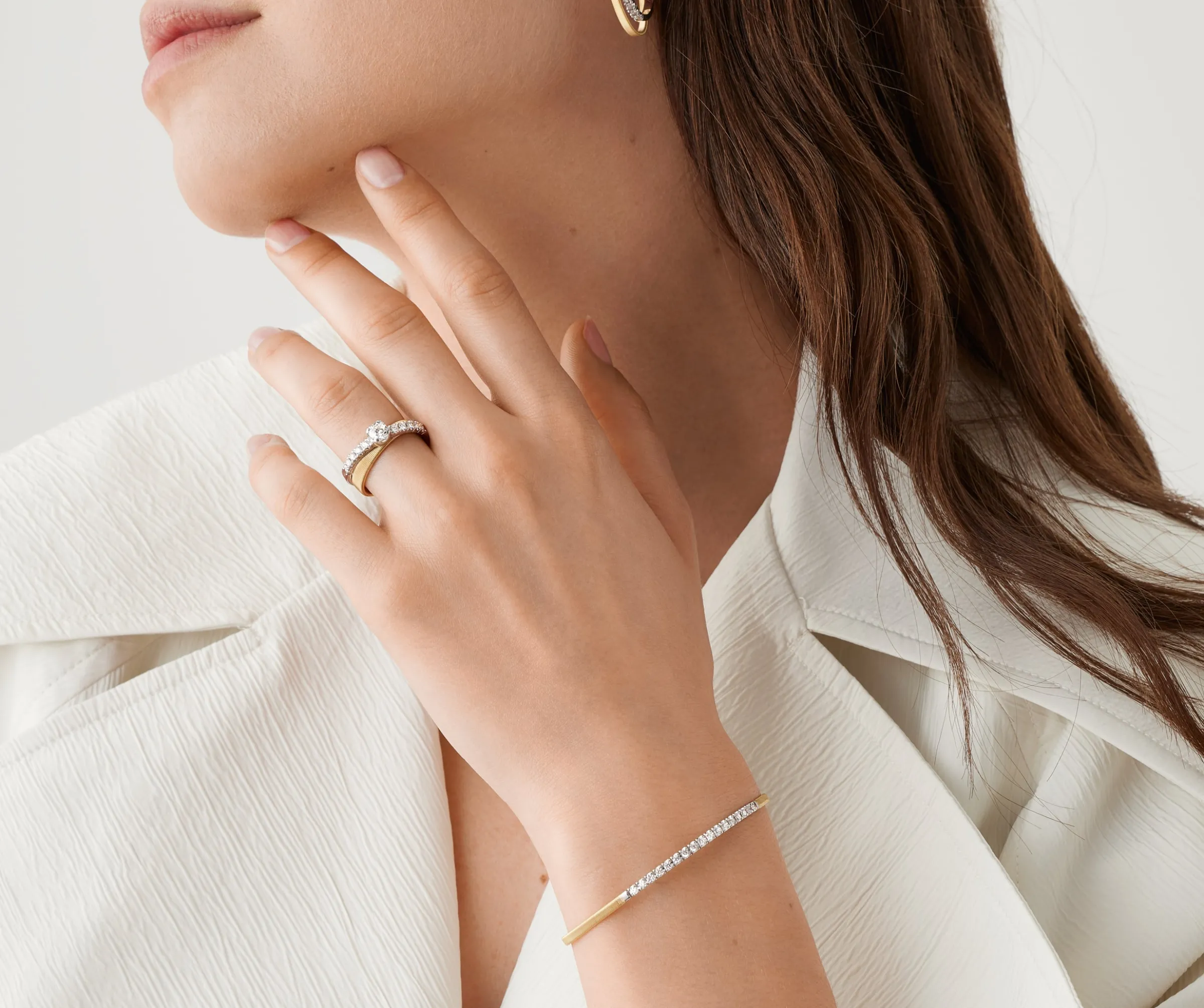 Rings-Marco Bicego 18K Yellow Gold Double-Band Ring With .5 CT Diamond Yellowgold