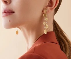 Earrings-Marco Bicego 18K Yellow Gold Double-Strand Earrings with Diamonds Yellowgold