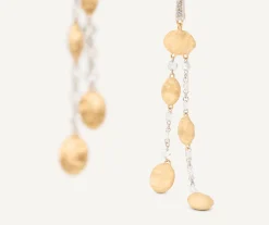 Earrings-Marco Bicego 18K Yellow Gold Double-Strand Earrings with Diamonds Yellowgold