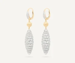 Earrings-Marco Bicego 18K Yellow Gold Drop Earrings With Diamond Clip Yellowgold