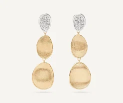 Earrings-Marco Bicego 18K Yellow Gold 3-Drop Earrings With Diamonds, Small Yellowgold