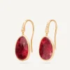 Earrings-Marco Bicego 18K Yellow Gold Drop Earrings with Thulite and Diamond Accent Yellowgold