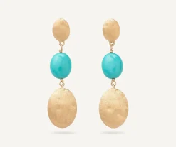 Earrings-Marco Bicego 18K Yellow Gold Drop Earrings with Turquoise Yellowgold
