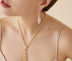 Earrings-Marco Bicego 18K Yellow Gold Drop Earrings With Diamond Clip Yellowgold