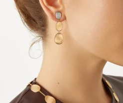 Earrings-Marco Bicego 18K Yellow Gold 3-Drop Earrings With Diamonds, Small Yellowgold