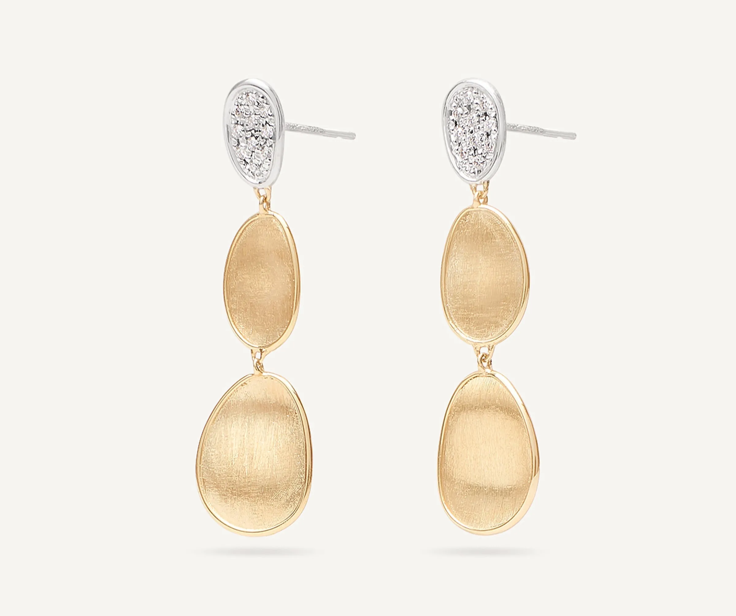 Earrings-Marco Bicego 18K Yellow Gold 3-Drop Earrings With Diamonds, Small Yellowgold