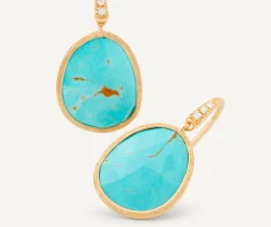 Earrings-Marco Bicego 18K Yellow Gold Drop Earrings with Turquoise and Diamond Accent Yellowgold