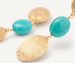 Earrings-Marco Bicego 18K Yellow Gold Drop Earrings with Turquoise Yellowgold