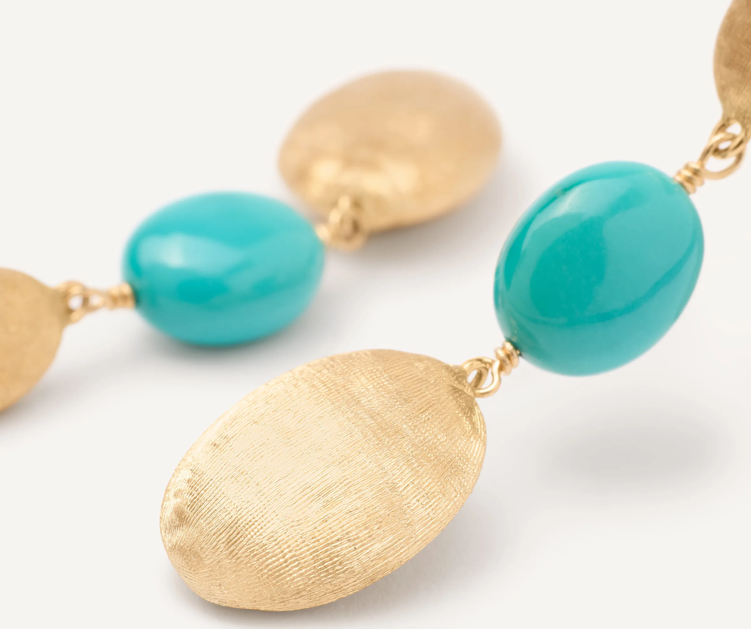 Earrings-Marco Bicego 18K Yellow Gold Drop Earrings with Turquoise Yellowgold