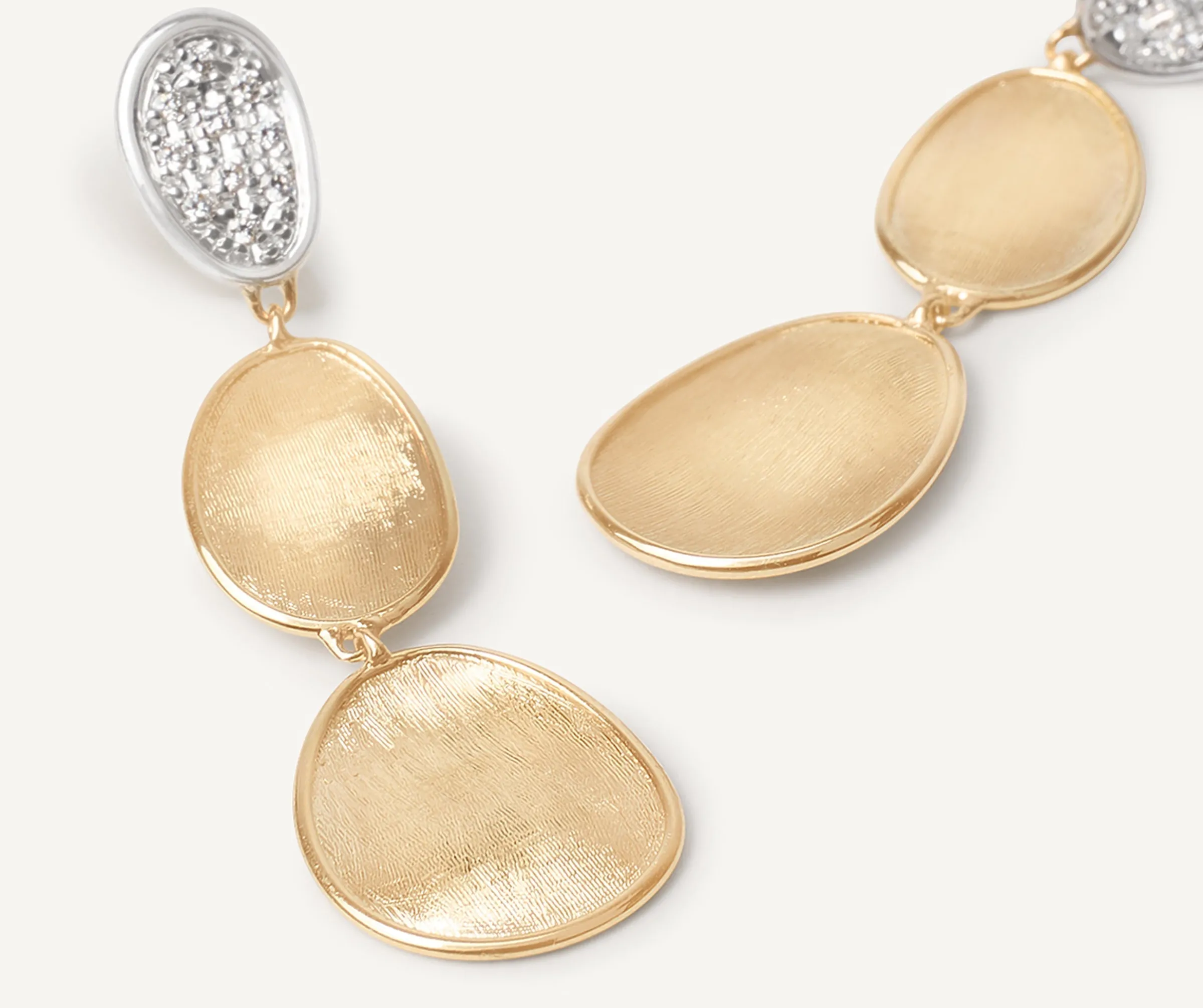 Earrings-Marco Bicego 18K Yellow Gold 3-Drop Earrings With Diamonds, Small Yellowgold