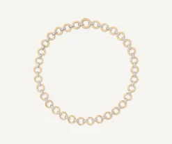 Necklaces-Marco Bicego 18K Yellow Gold Flat Link Collar Necklace With Diamond Accents Yellowgold